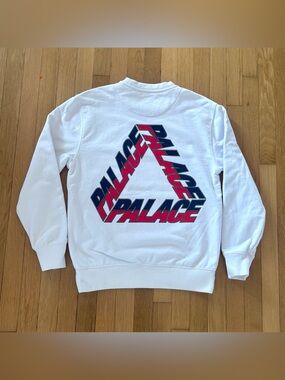 Palace Skateboards Sweatshirt Split P3 Crewneck White Mens Small Red Blue